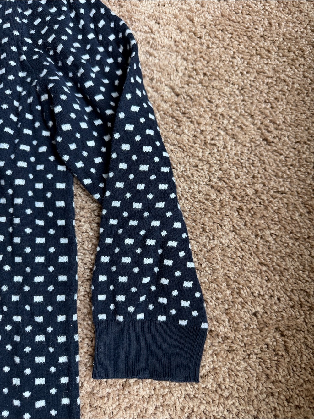 J. Crew Navy Crewneck Sweater with White Dot Pattern Size L - Picture 3 of 5